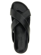 Saint Laurent Black Lamb Leather Slides