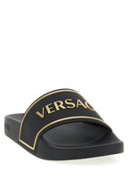 Versace Black Polyurethane Slides