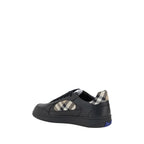 Burberry Black Calf Leather Bos Taurus Low Top Sneakers