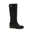 Chloé Black Calf Leather Bos Taurus Flat Boots