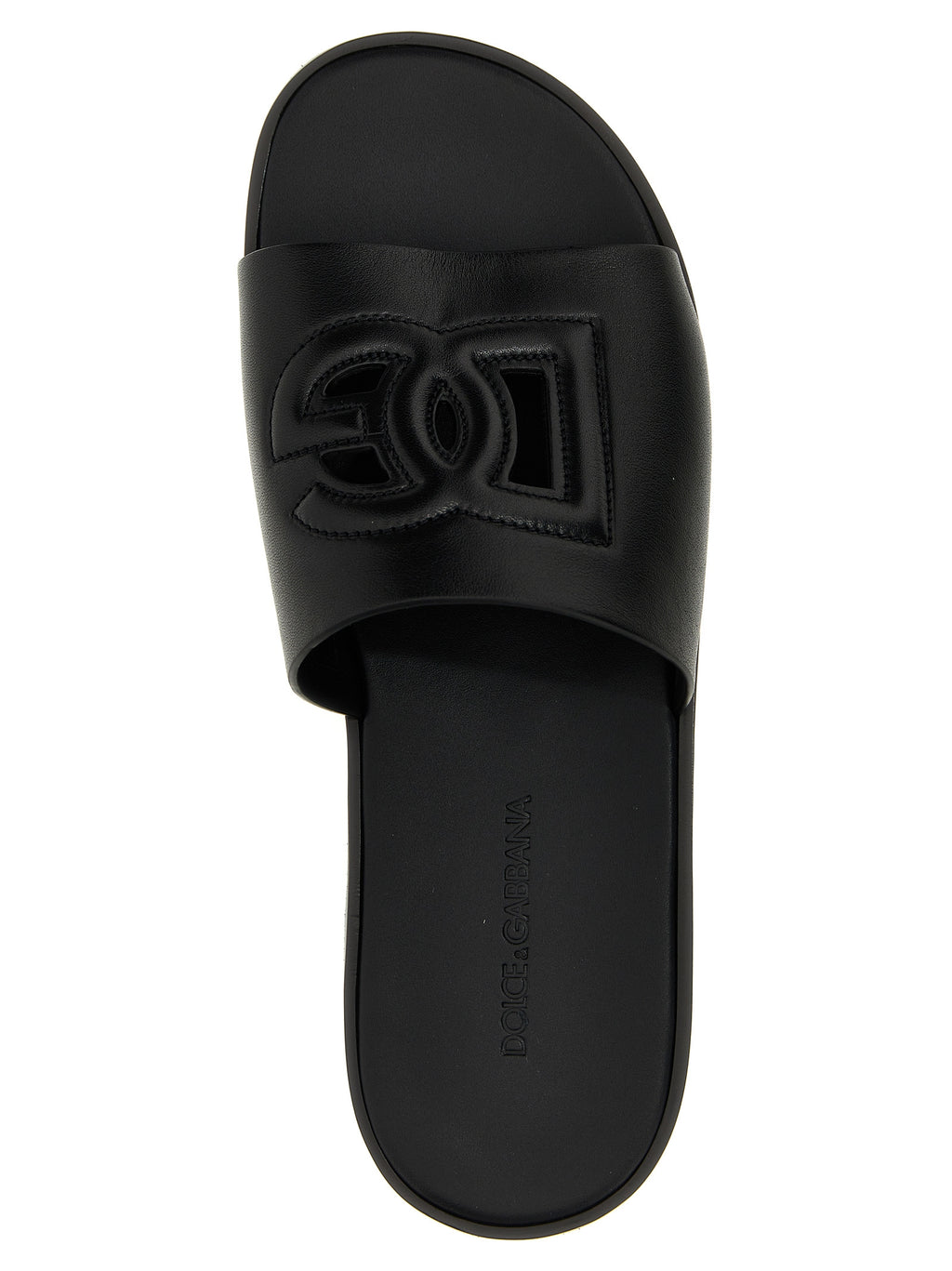 Dolce & Gabbana Black Leather Slides