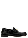 Versace Black Velvet Leather Slip-On Loafers