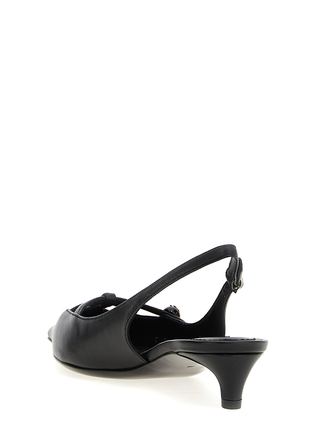 Dolce & Gabbana Black Lamb Leather Mid Heel Pumps