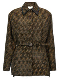 Fendi Brown Polyester Leather Jacket