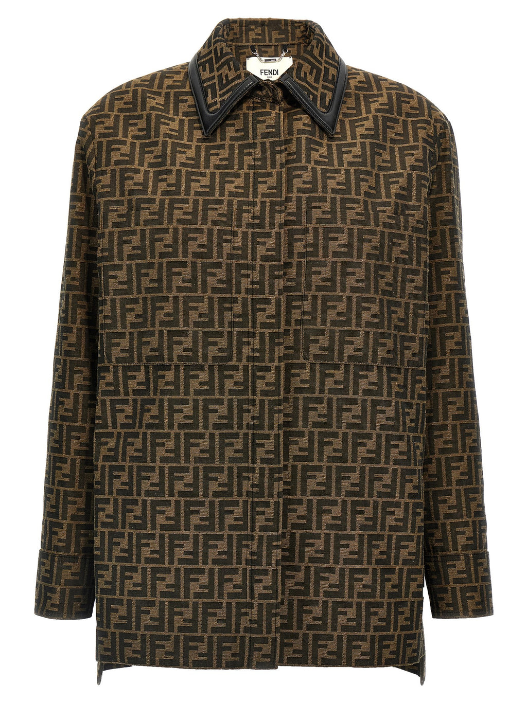 Fendi Brown Polyester Leather Jacket