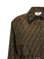 Fendi Brown Polyester Leather Jacket