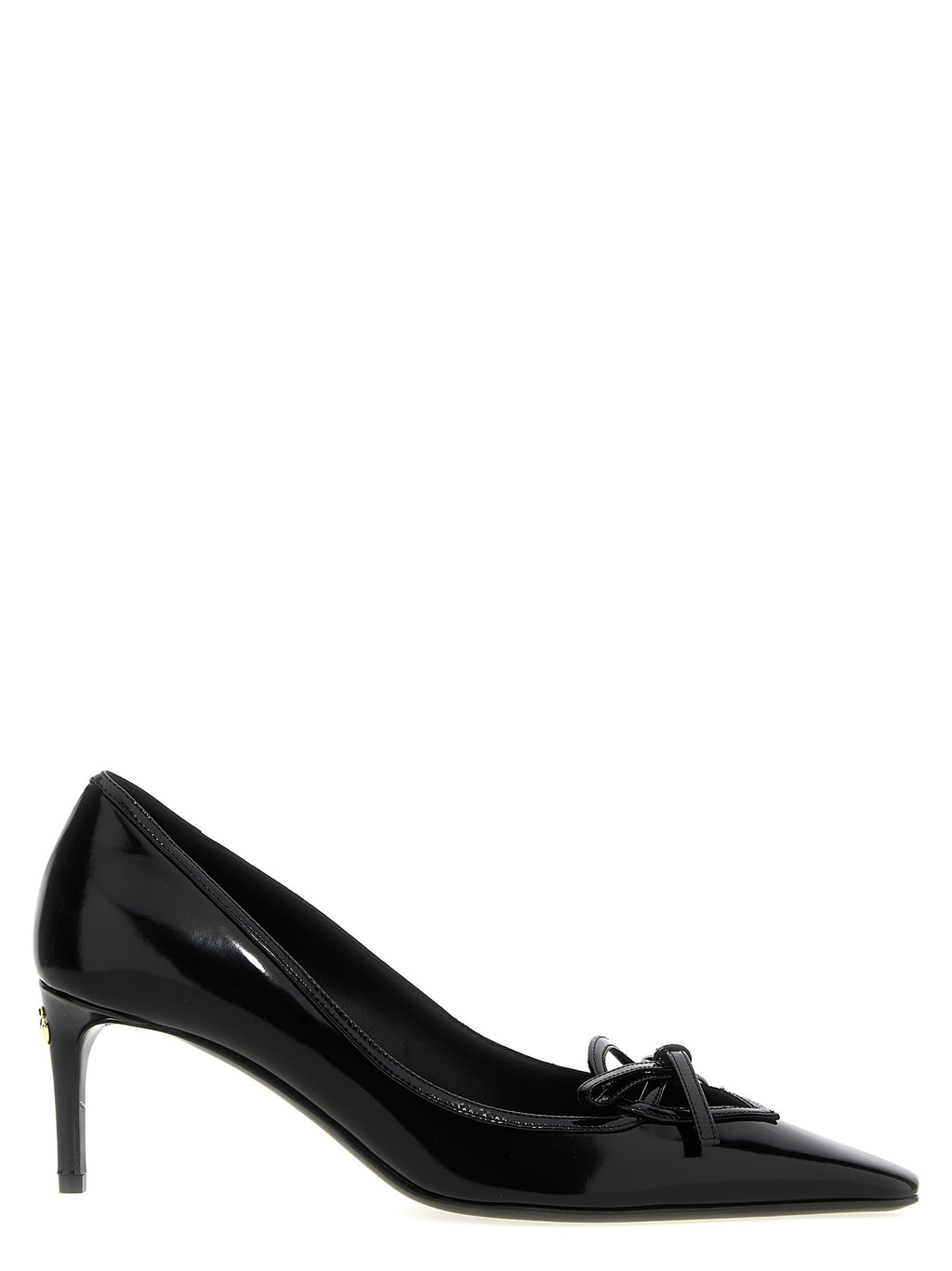 Dolce & Gabbana Black Calfskin Mid Heel Pumps