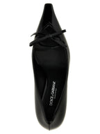 Dolce & Gabbana Black Calfskin Mid Heel Pumps