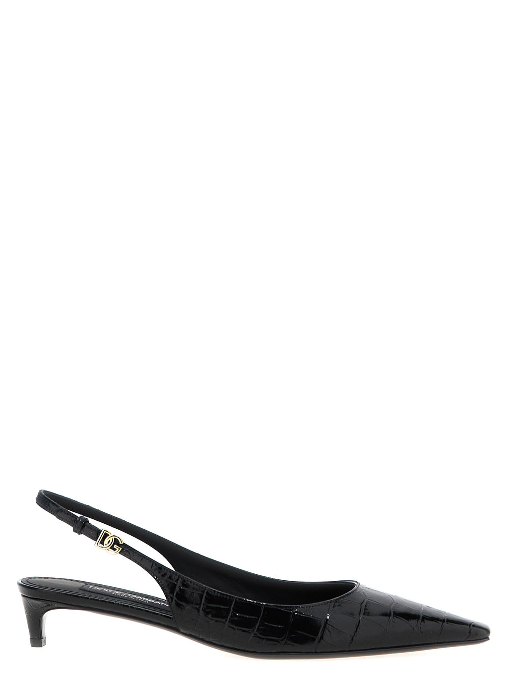 Dolce & Gabbana Black Calfskin Mid Heel Pumps