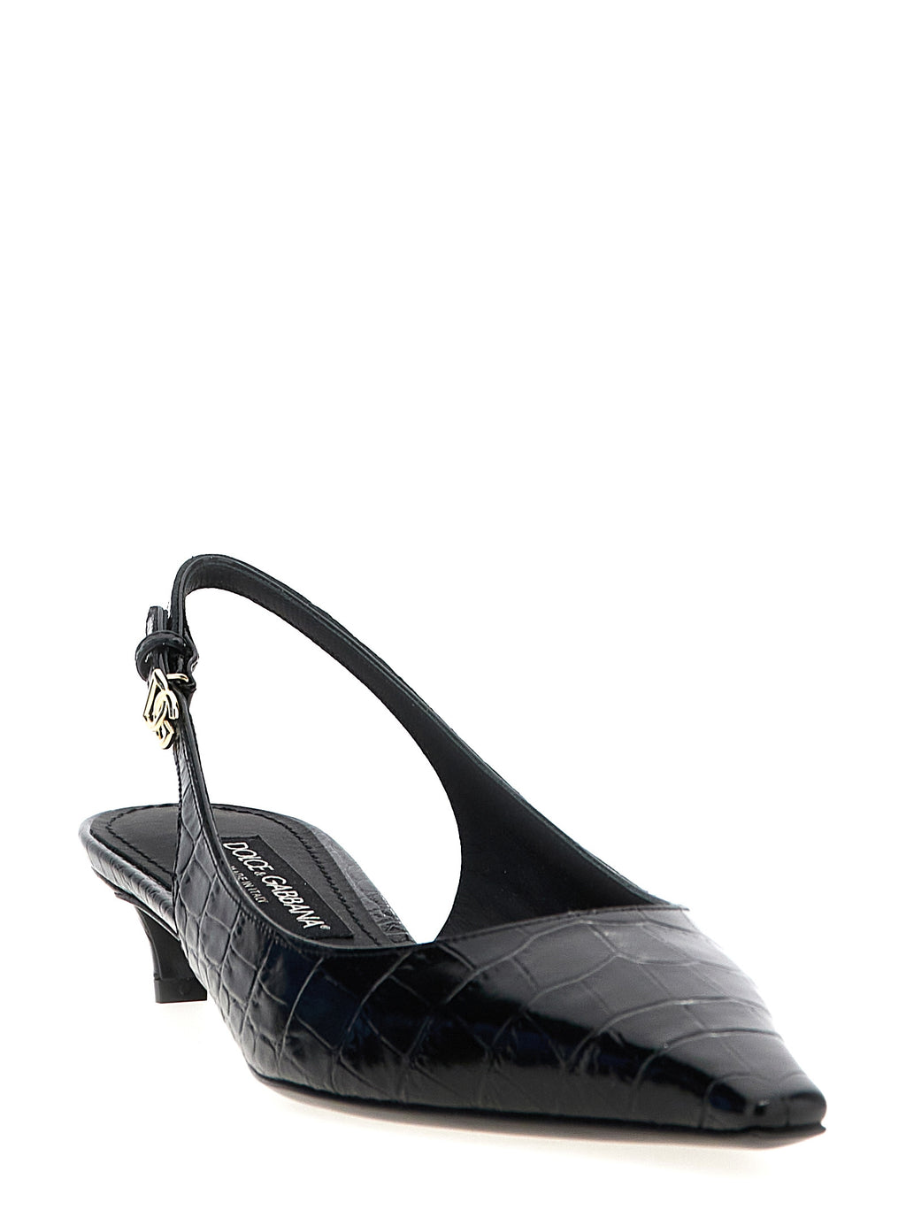 Dolce & Gabbana Black Calfskin Mid Heel Pumps