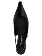 Dolce & Gabbana Black Calfskin Mid Heel Pumps