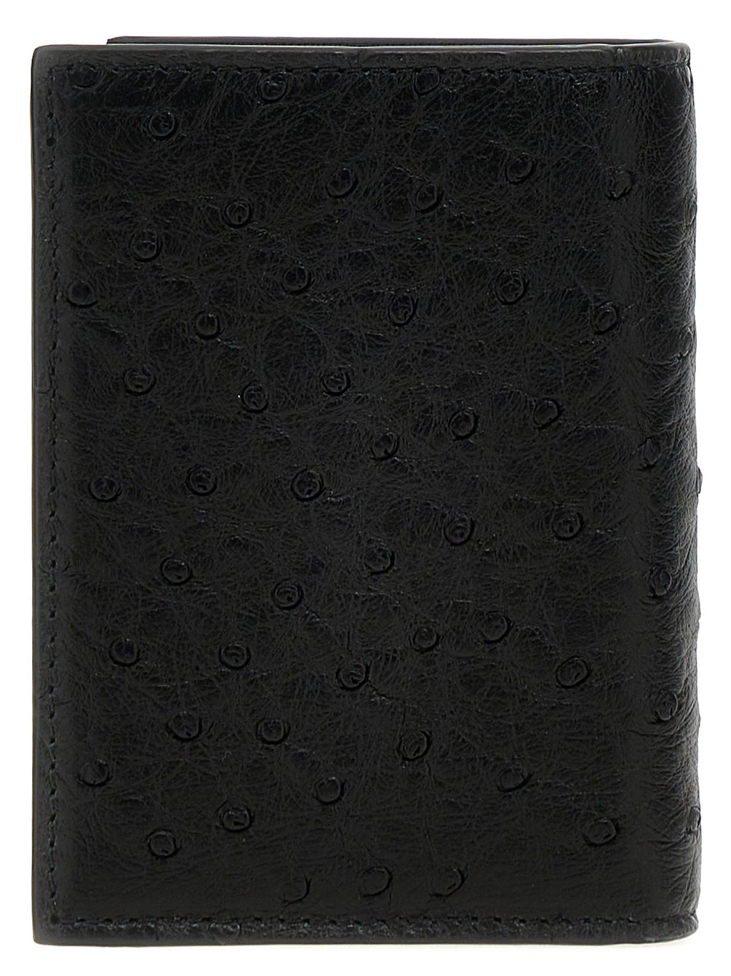 Valentino Garavani Black Ostrich Skin Cardholder