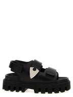 Alexander McQueen Black Calf Leather Bos Taurus Flat Sandals