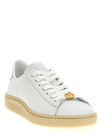 White Calfskin Low Top Sneakers