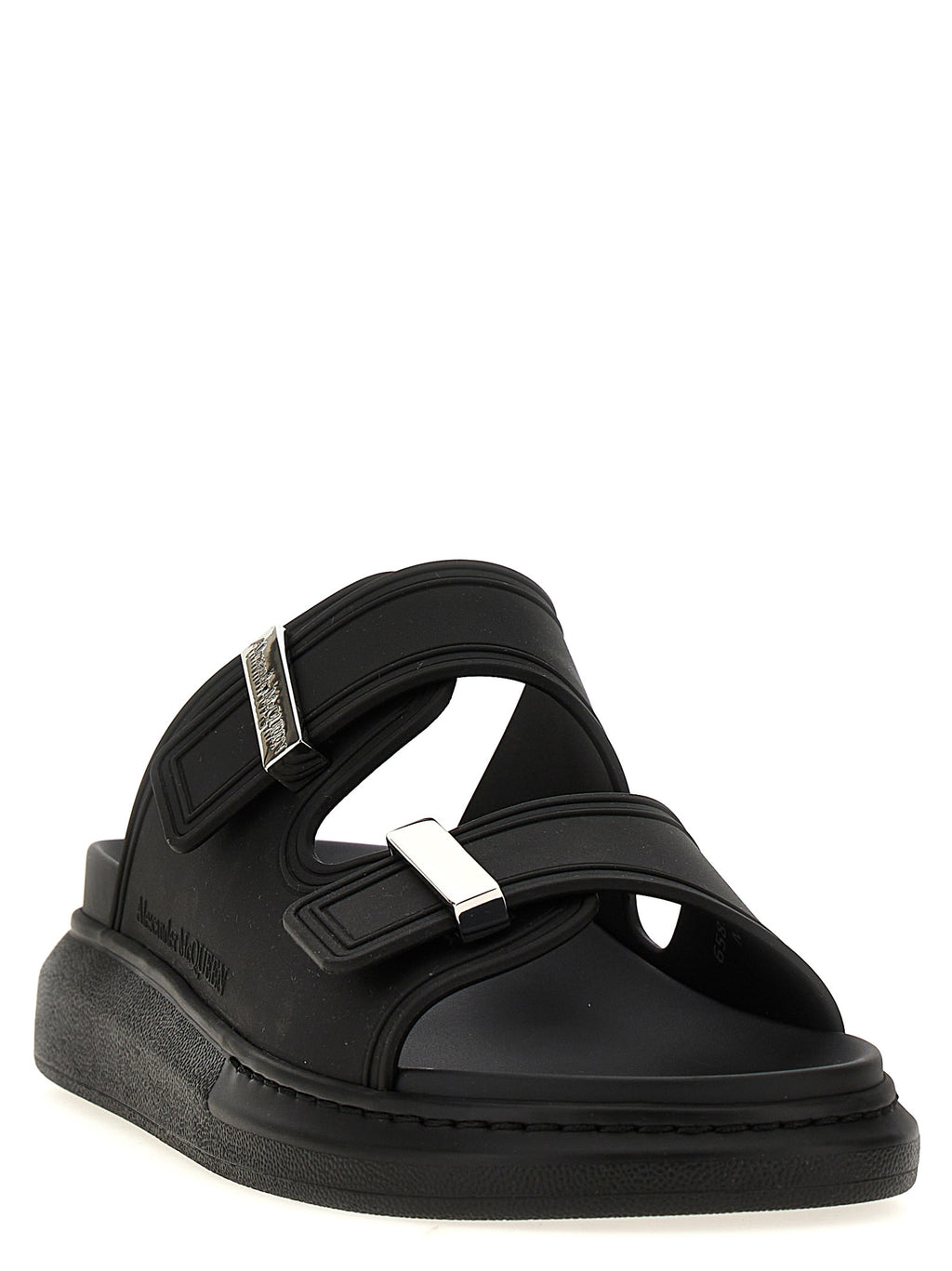 Alexander McQueen Black Rubber Slides