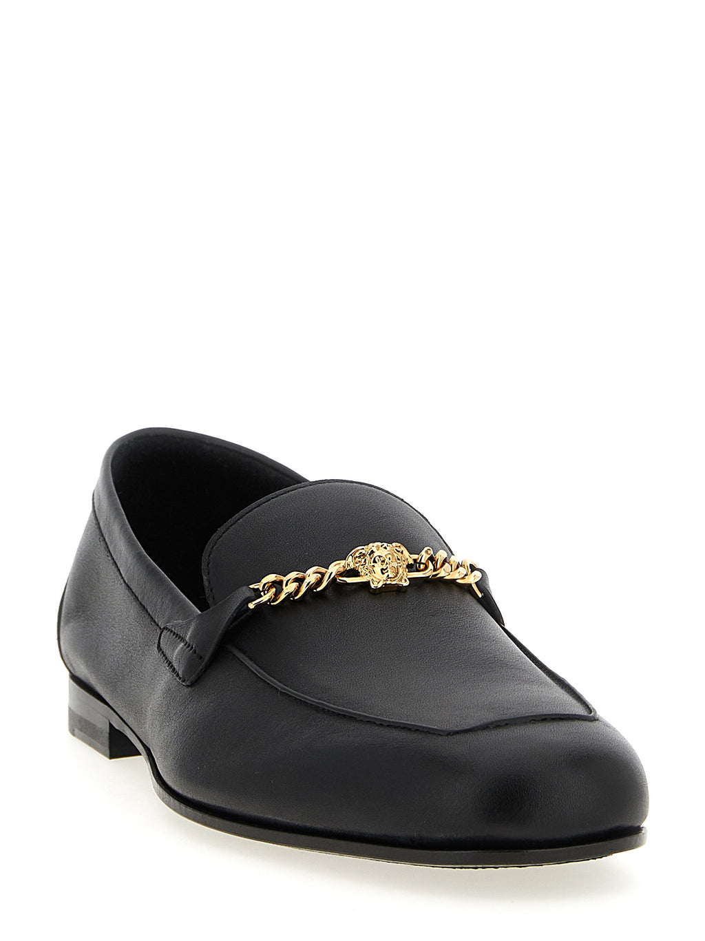 Versace Black Calfskin Slip-On Loafers
