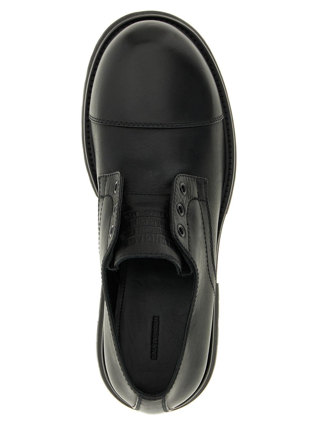 Balenciaga Black Bull Skin Slip-On Loafers