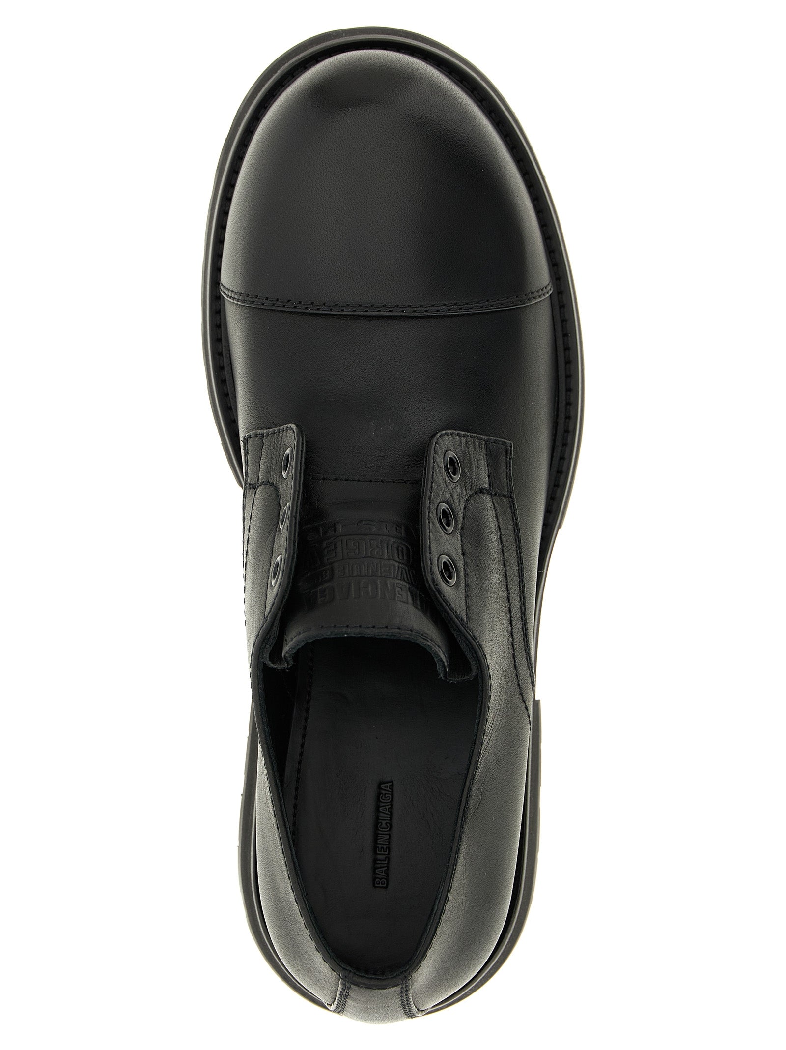 Balenciaga Black Bull Skin Slip-On Loafers