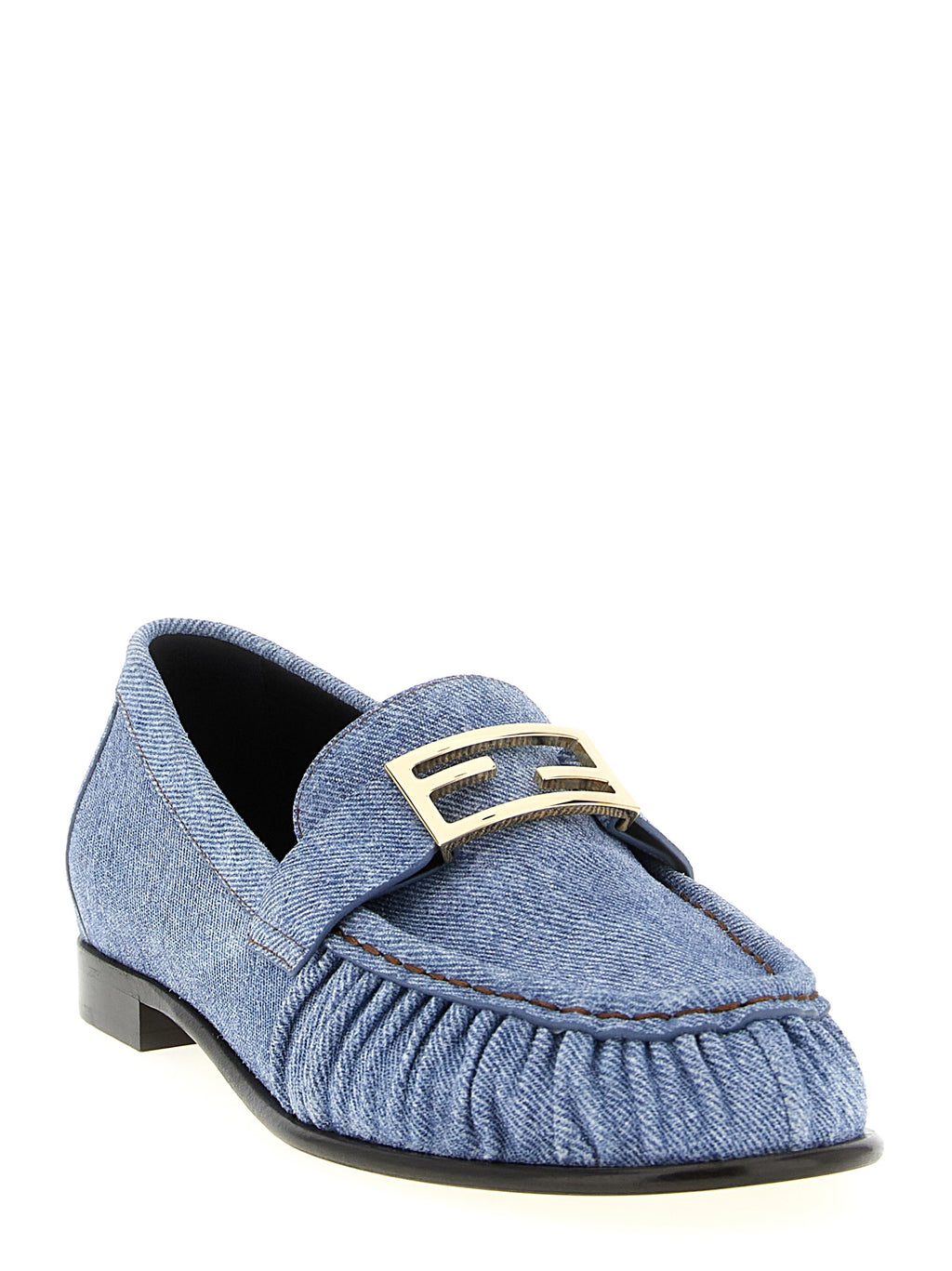 Fendi Blue Calfskin Slip-On Loafers