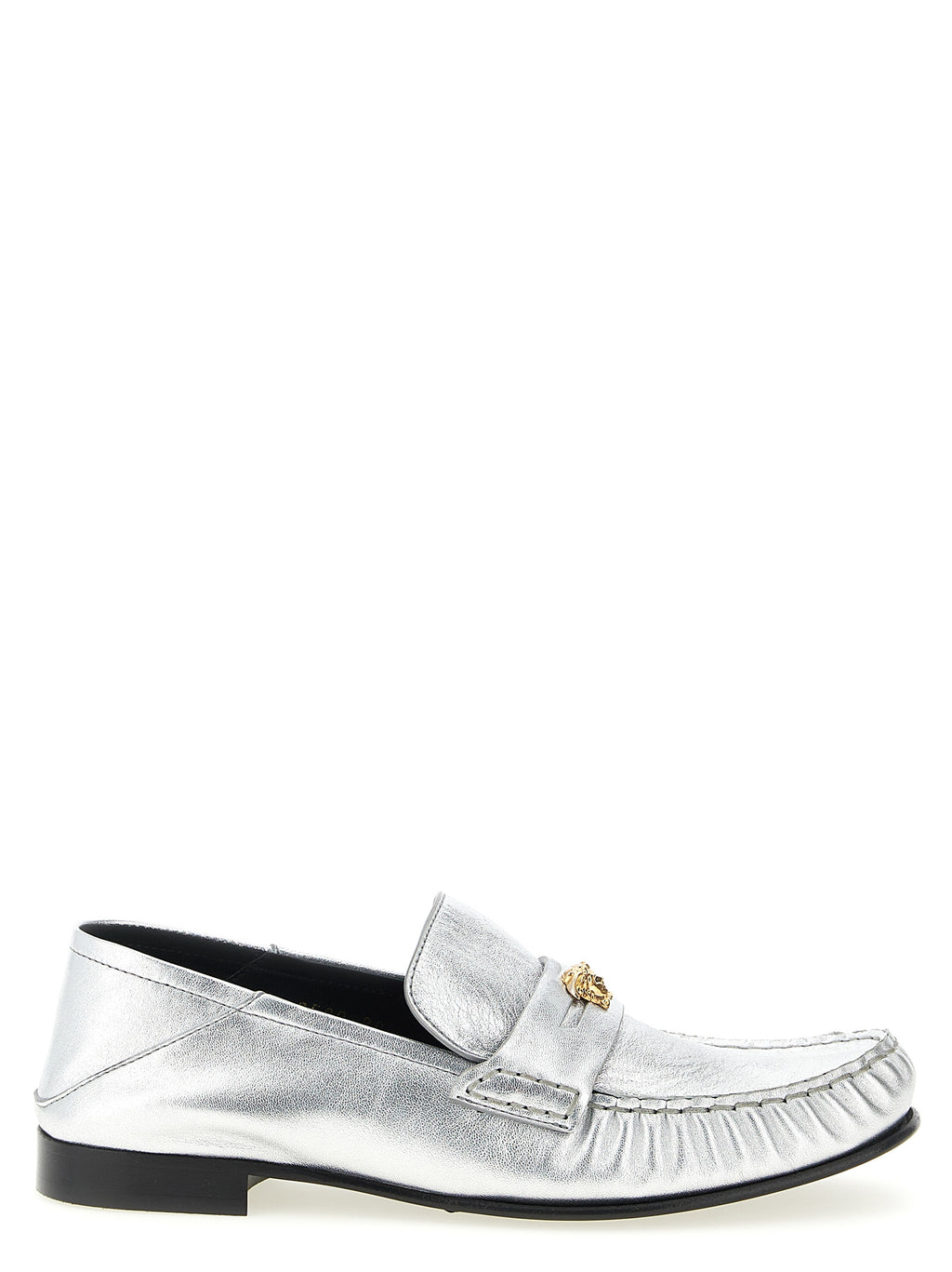 Versace Silver Lamb Leather Slip-On Loafers