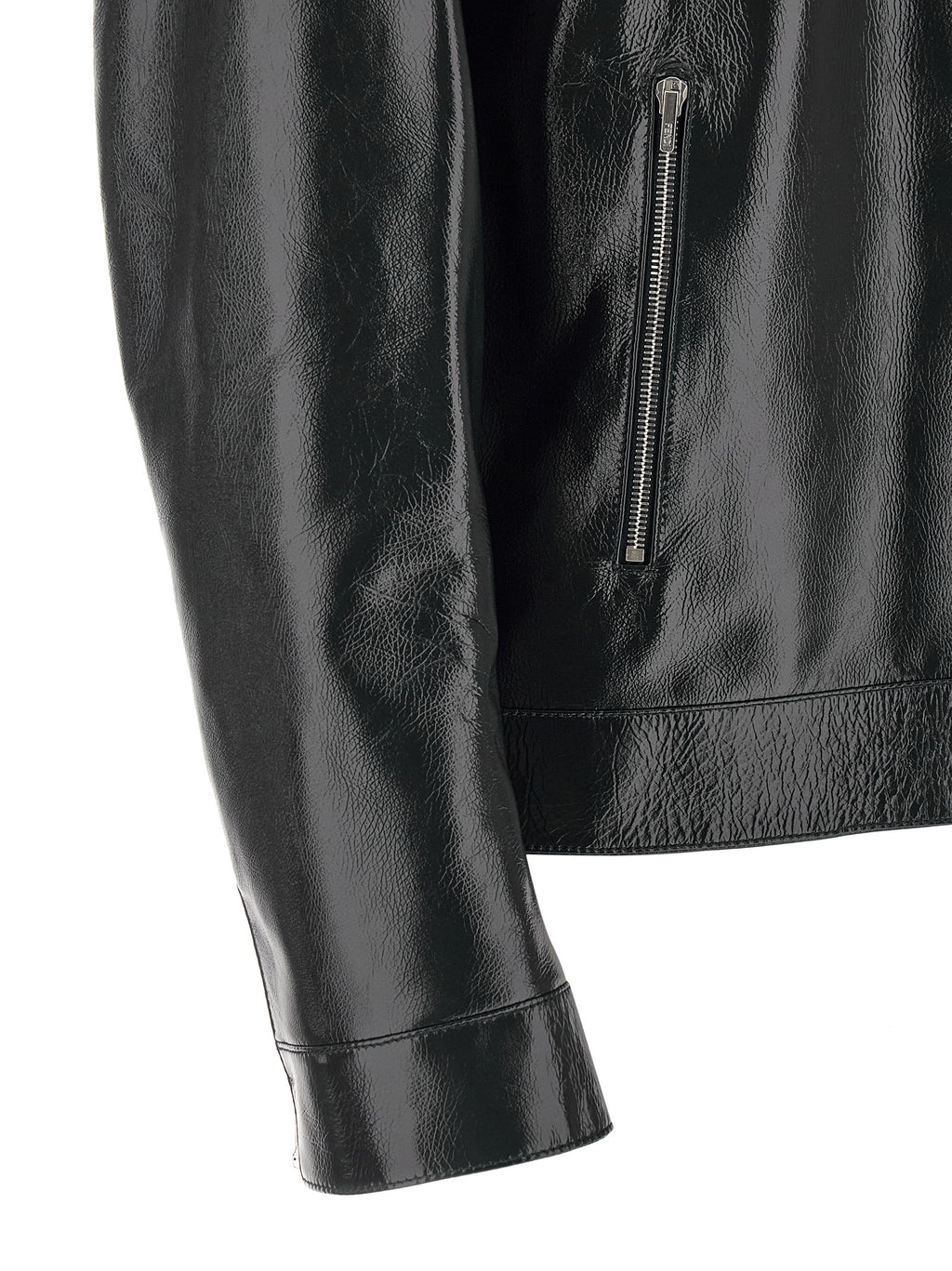 Fendi Blue Lamb Leather Leather Jacket