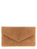 Saint Laurent Brown Lamb Leather Clutch Bag