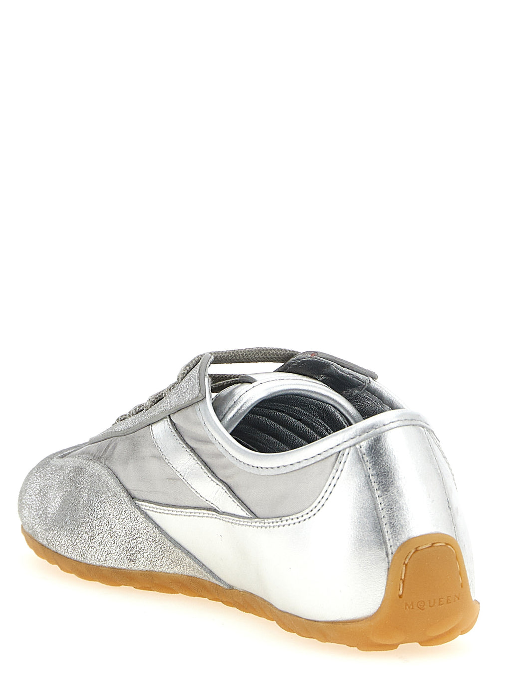 Alexander McQueen Silver Leather Athletic Sneakers
