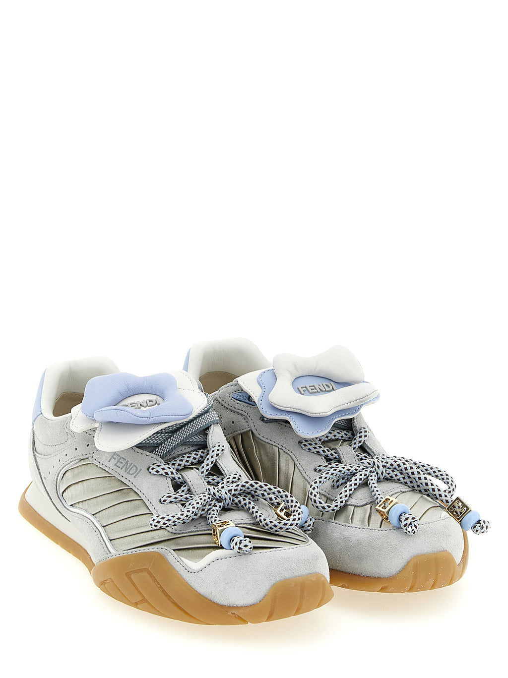 Fendi Gray Calfskin Athletic Sneakers