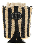 Valentino Garavani Black Straw Shoulder Bag