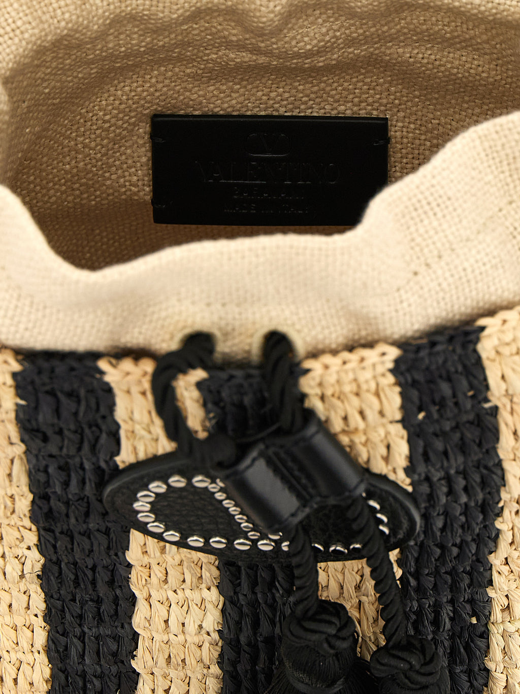 Valentino Garavani Black Straw Shoulder Bag