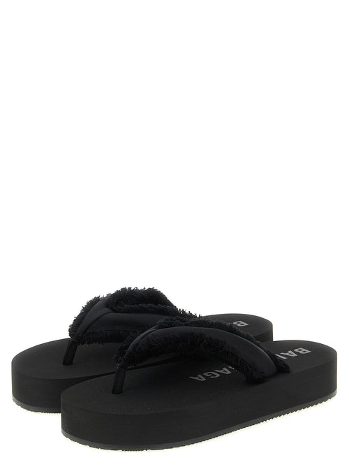 Balenciaga Black Viscose Slides
