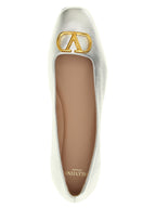 Valentino Garavani Silver Lamb Leather Ballet Flats