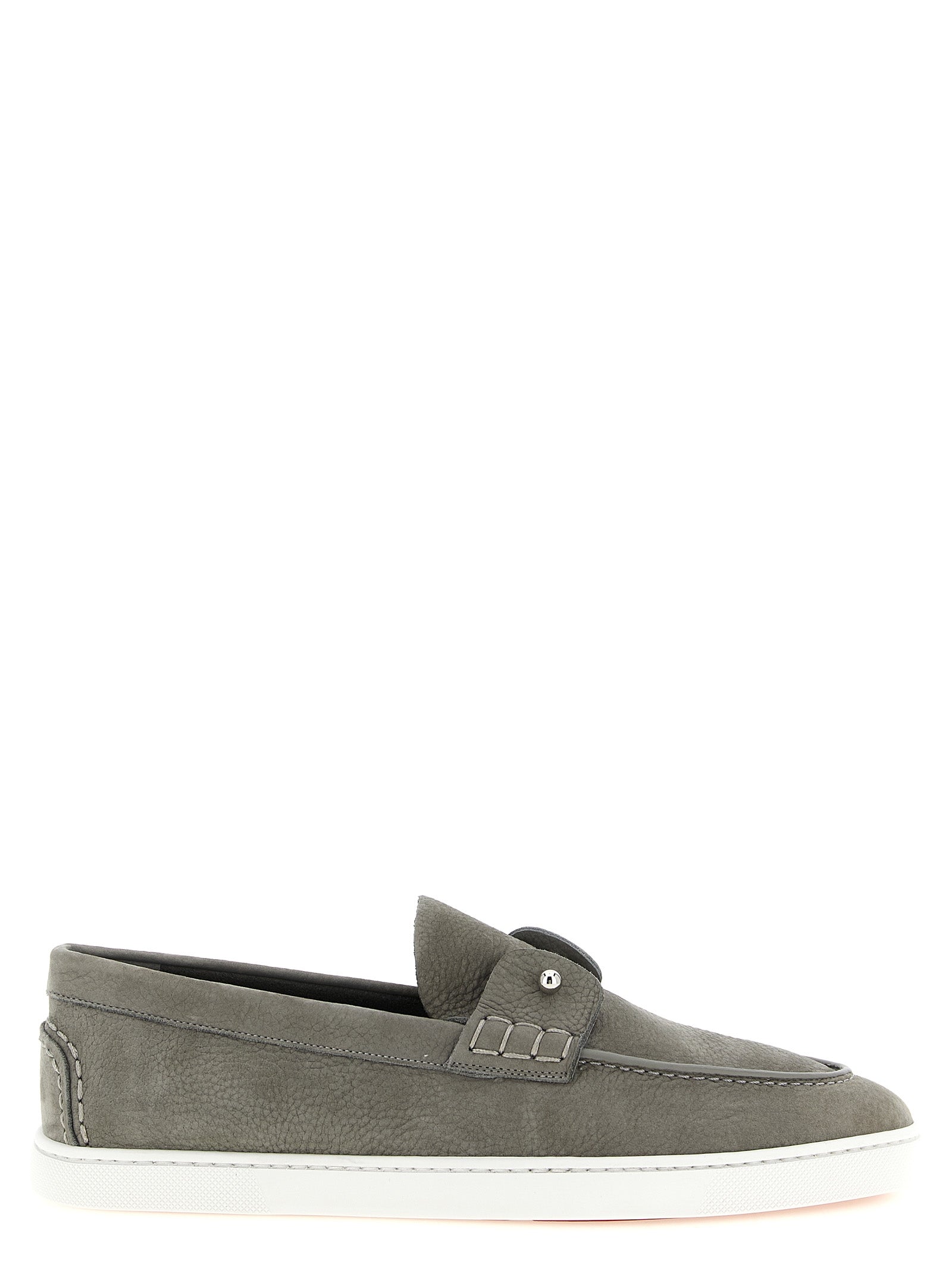 Christian Louboutin Gray Calfskin Slip-On Loafers