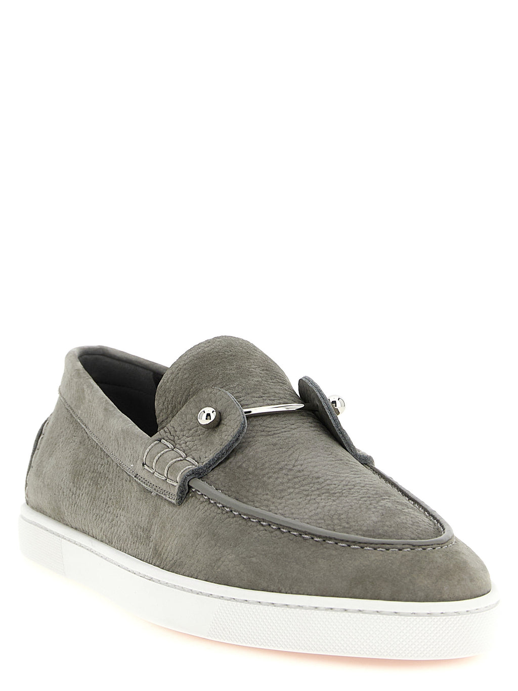 Christian Louboutin Gray Calfskin Slip-On Loafers