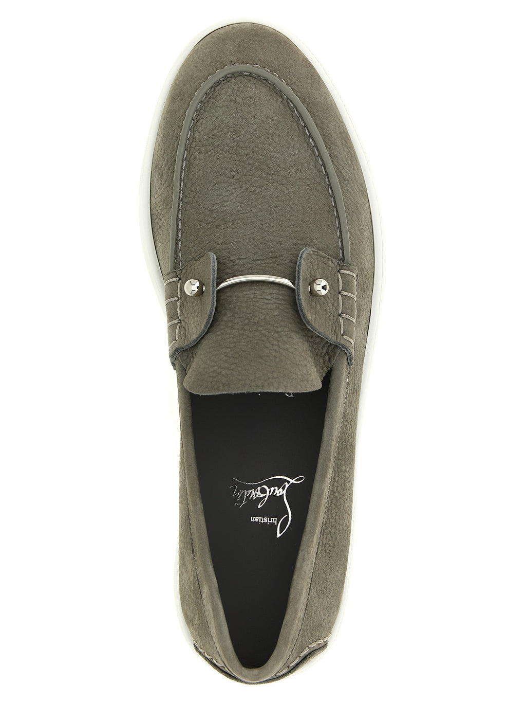 Christian Louboutin Gray Calfskin Slip-On Loafers