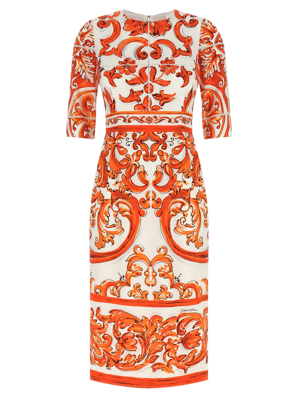 Dolce & Gabbana Orange Silk Midi Dress