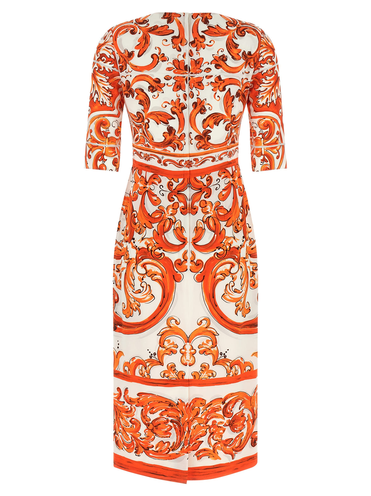 Dolce & Gabbana Orange Silk Midi Dress