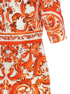 Dolce & Gabbana Orange Silk Midi Dress