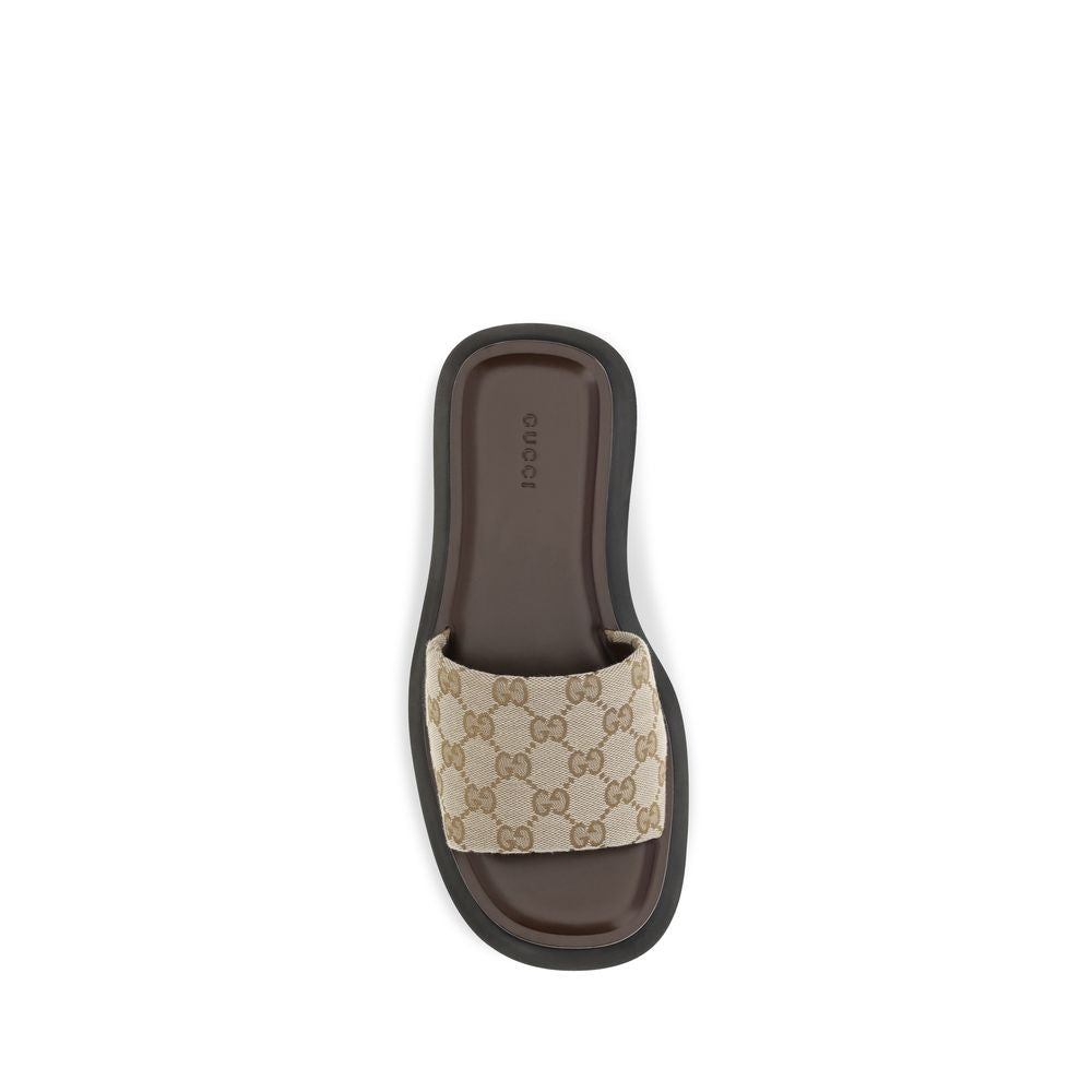 Gucci Beige Polyester Platform Sandals