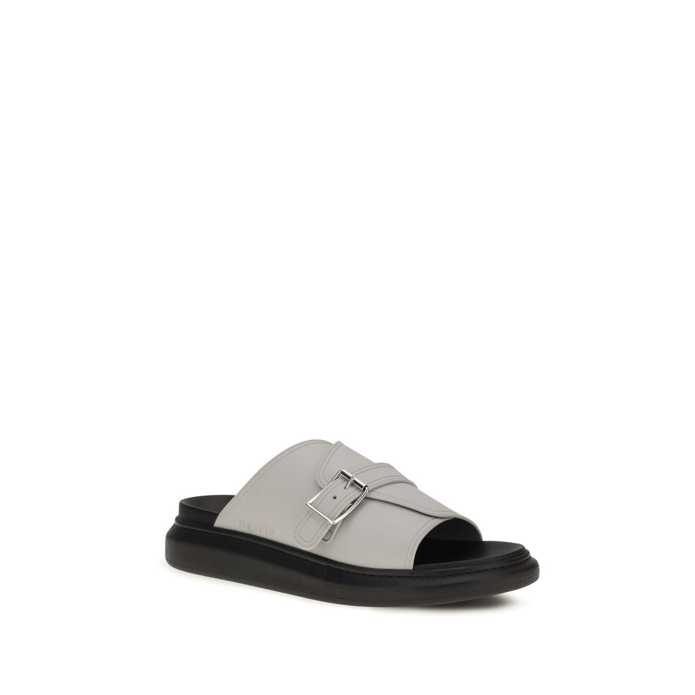 Alexander McQueen Gray Calf Leather Bos Taurus Platform Sandals