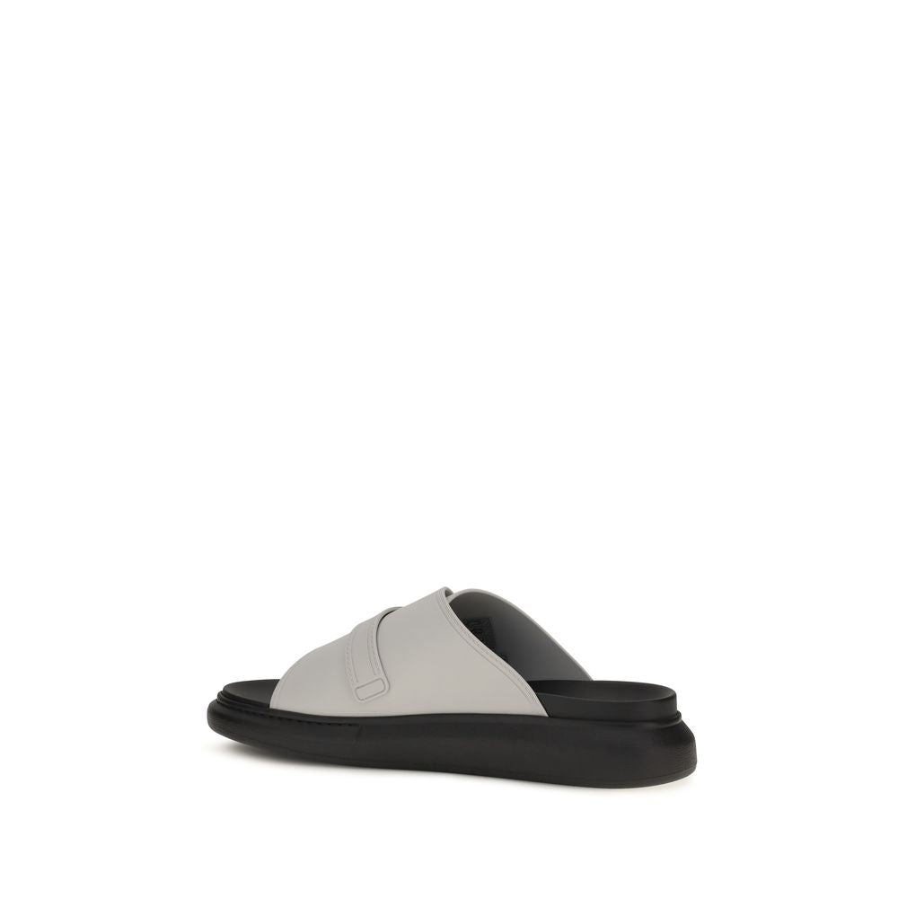 Alexander McQueen Gray Calf Leather Bos Taurus Platform Sandals