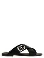 Dolce & Gabbana Black Calfskin Slides