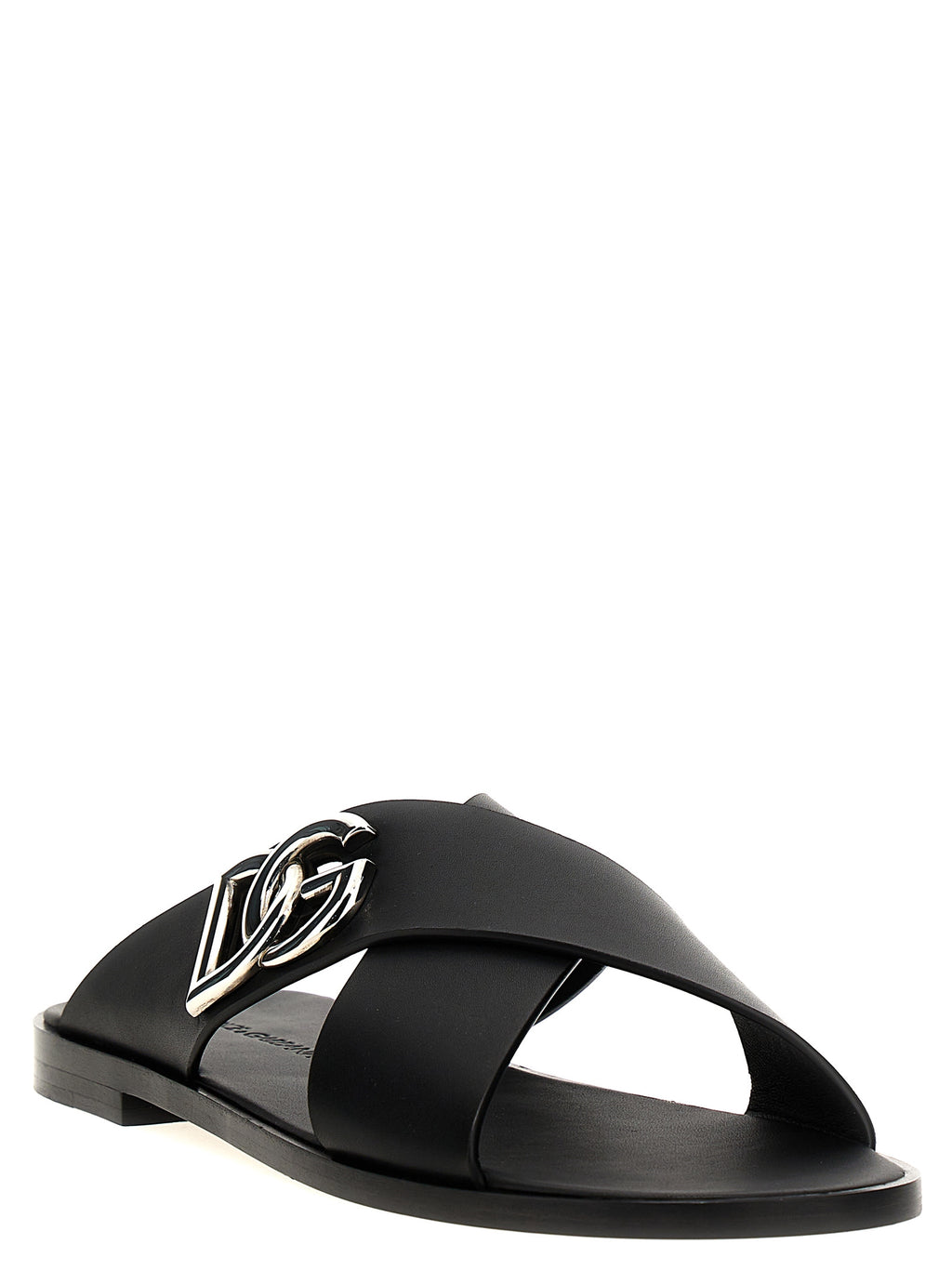 Dolce & Gabbana Black Calfskin Slides