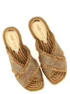 Jimmy Choo Gold Textile Slides
