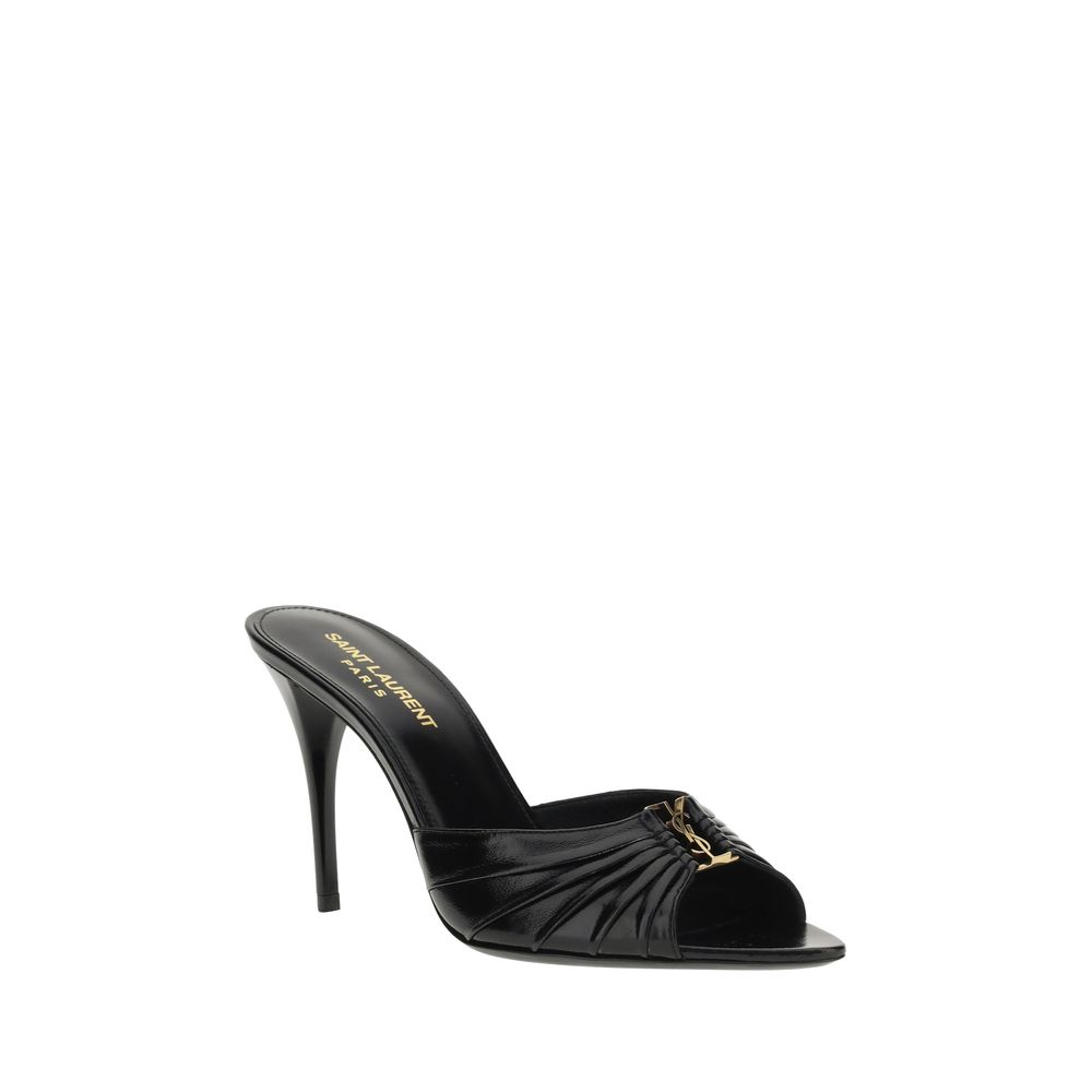 Saint Laurent Black Lamb Ovis Aries Stiletto Heel Sandals