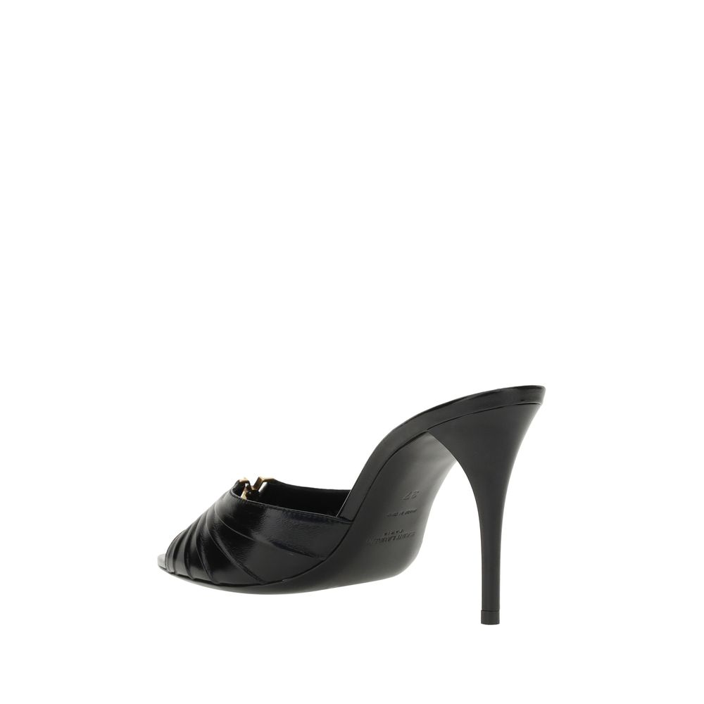 Saint Laurent Black Lamb Ovis Aries Stiletto Heel Sandals