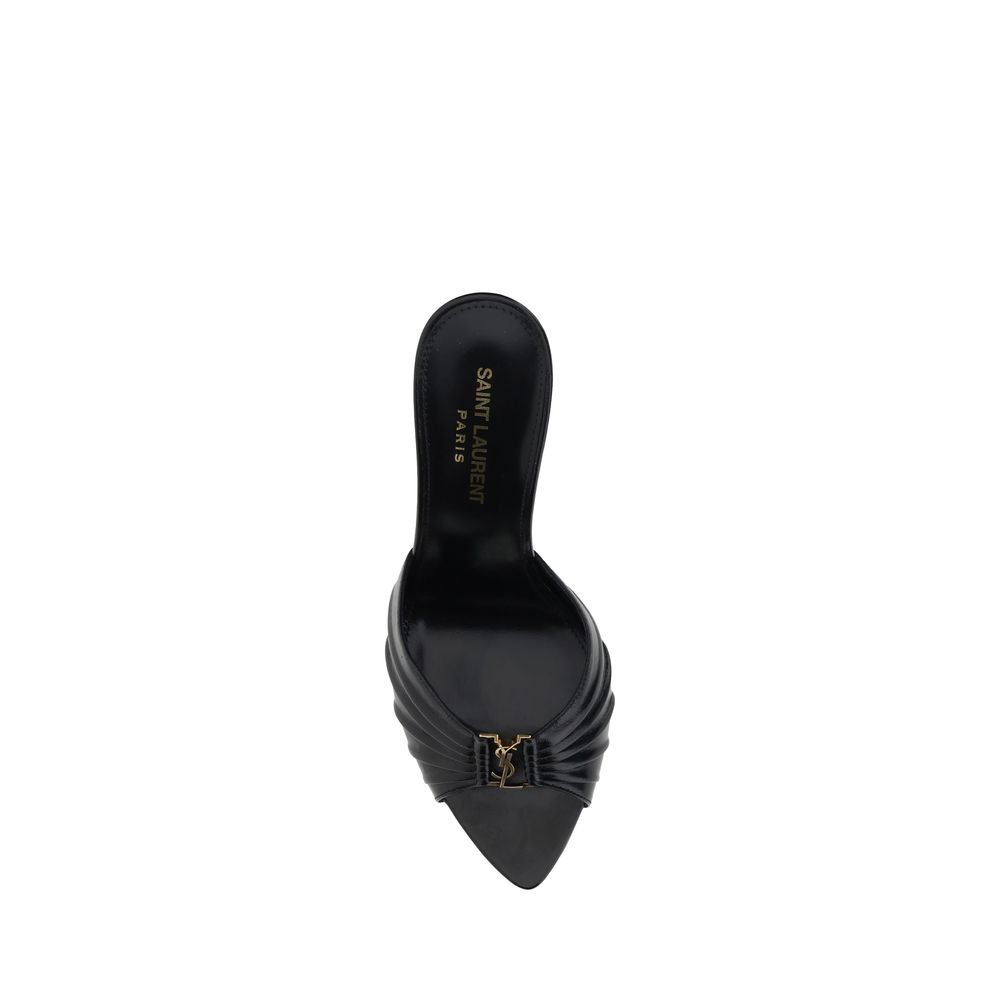 Saint Laurent Black Lamb Ovis Aries Stiletto Heel Sandals