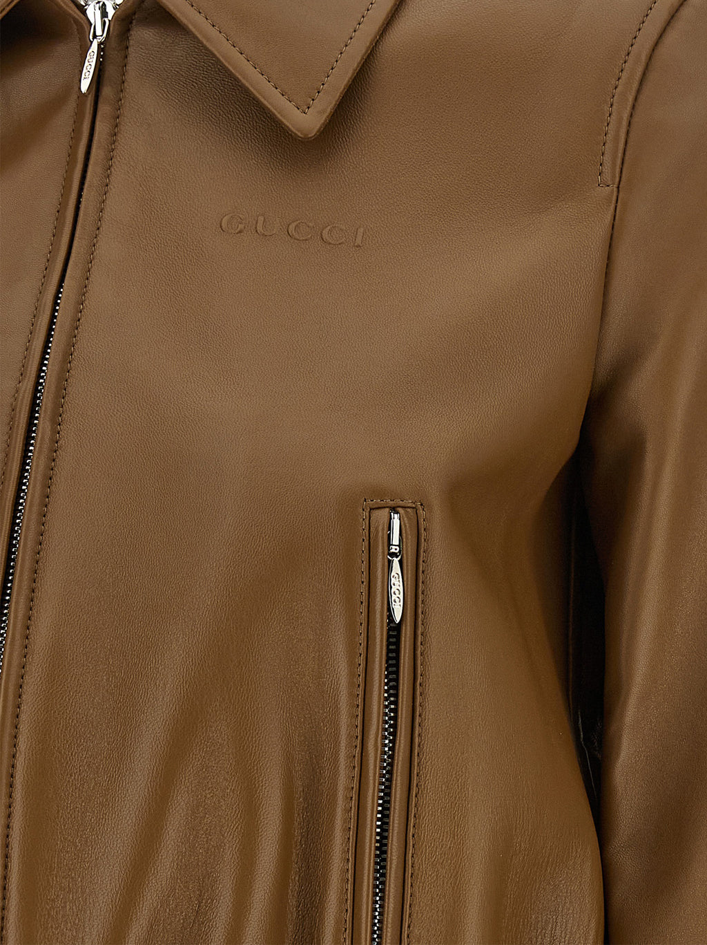 Gucci Beige Lamb Leather Leather Jacket