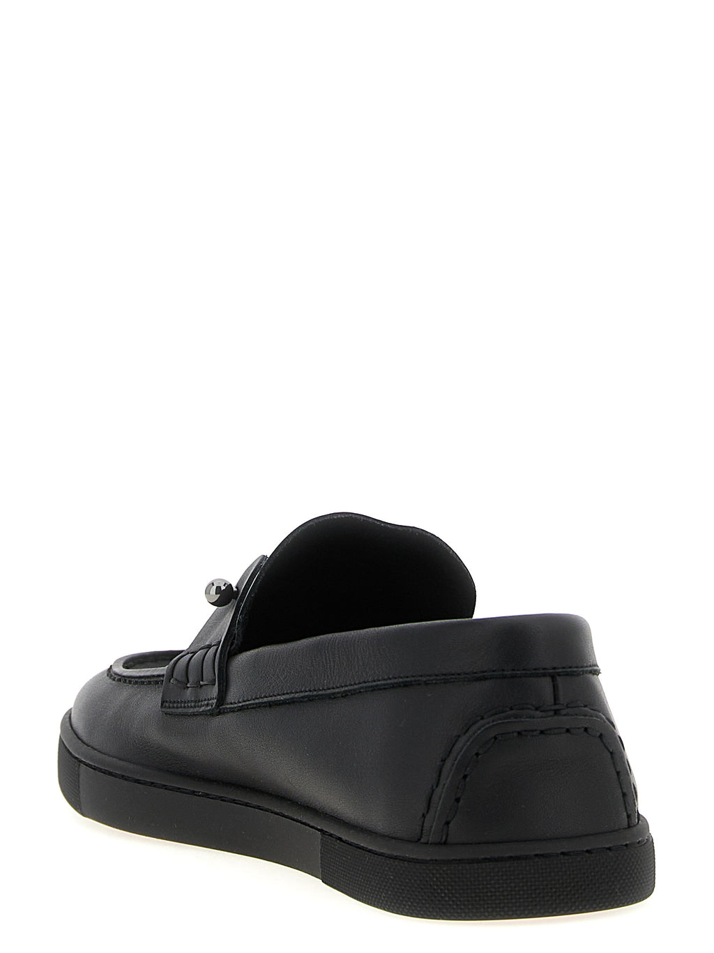 Christian Louboutin Black Calfskin Slip-On Loafers