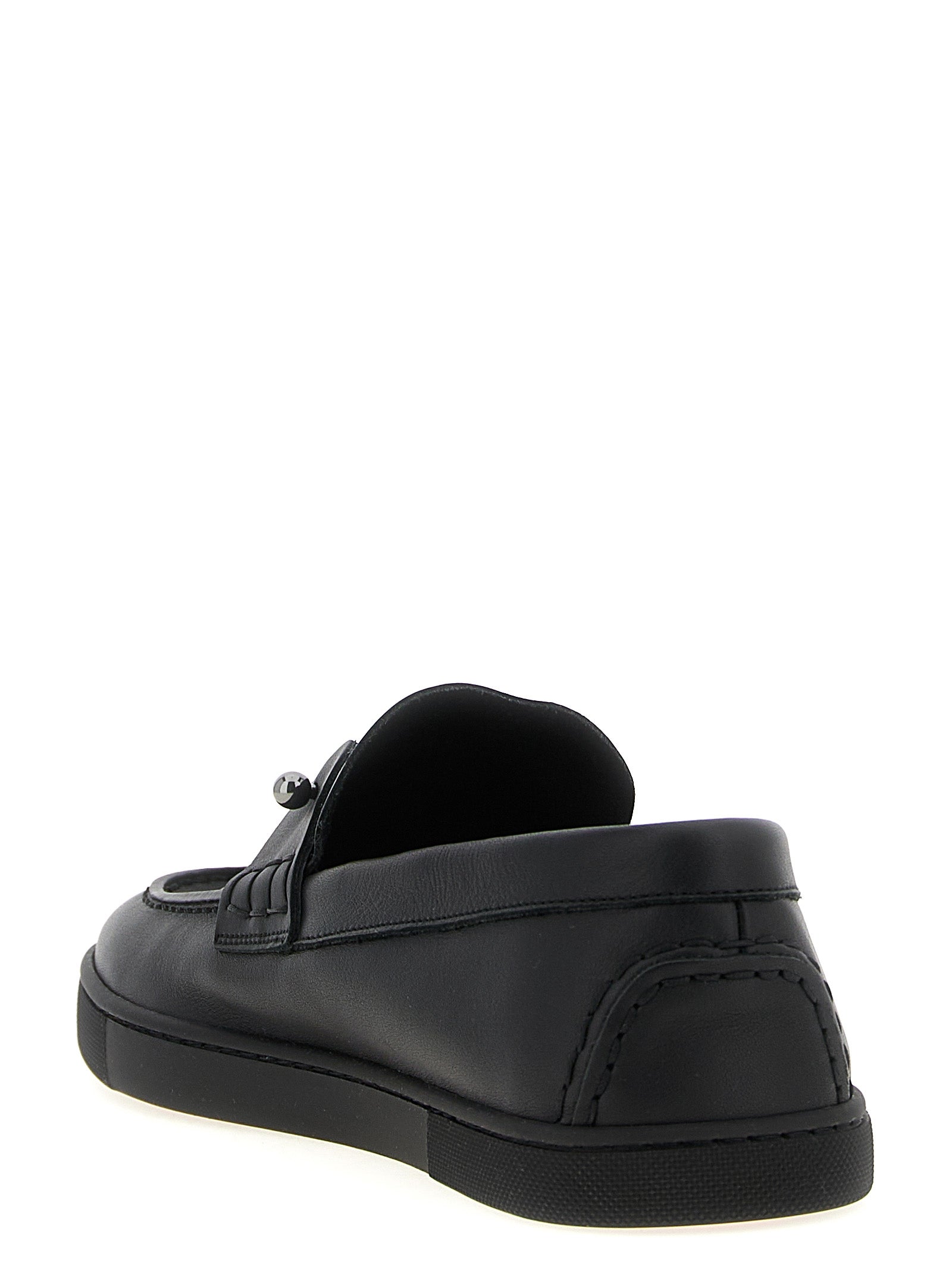 Christian Louboutin Black Calfskin Slip-On Loafers